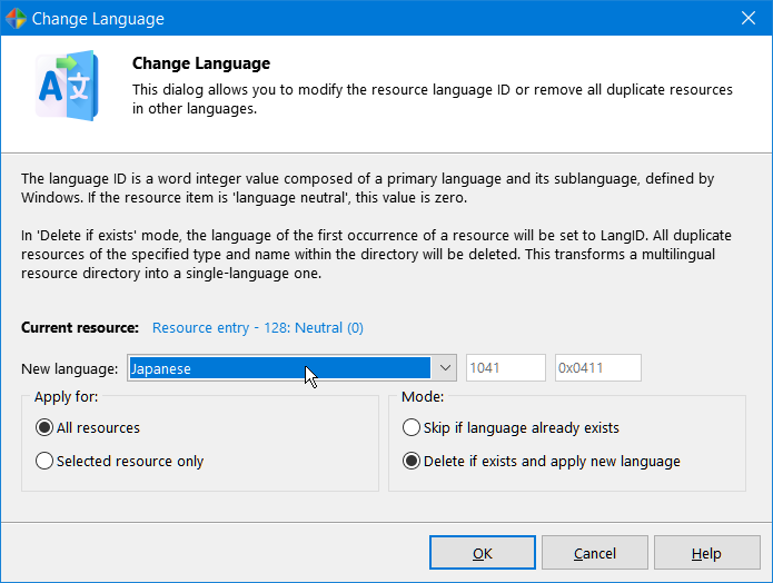 Select new language Select new language