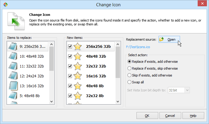 Change icons Change icons
